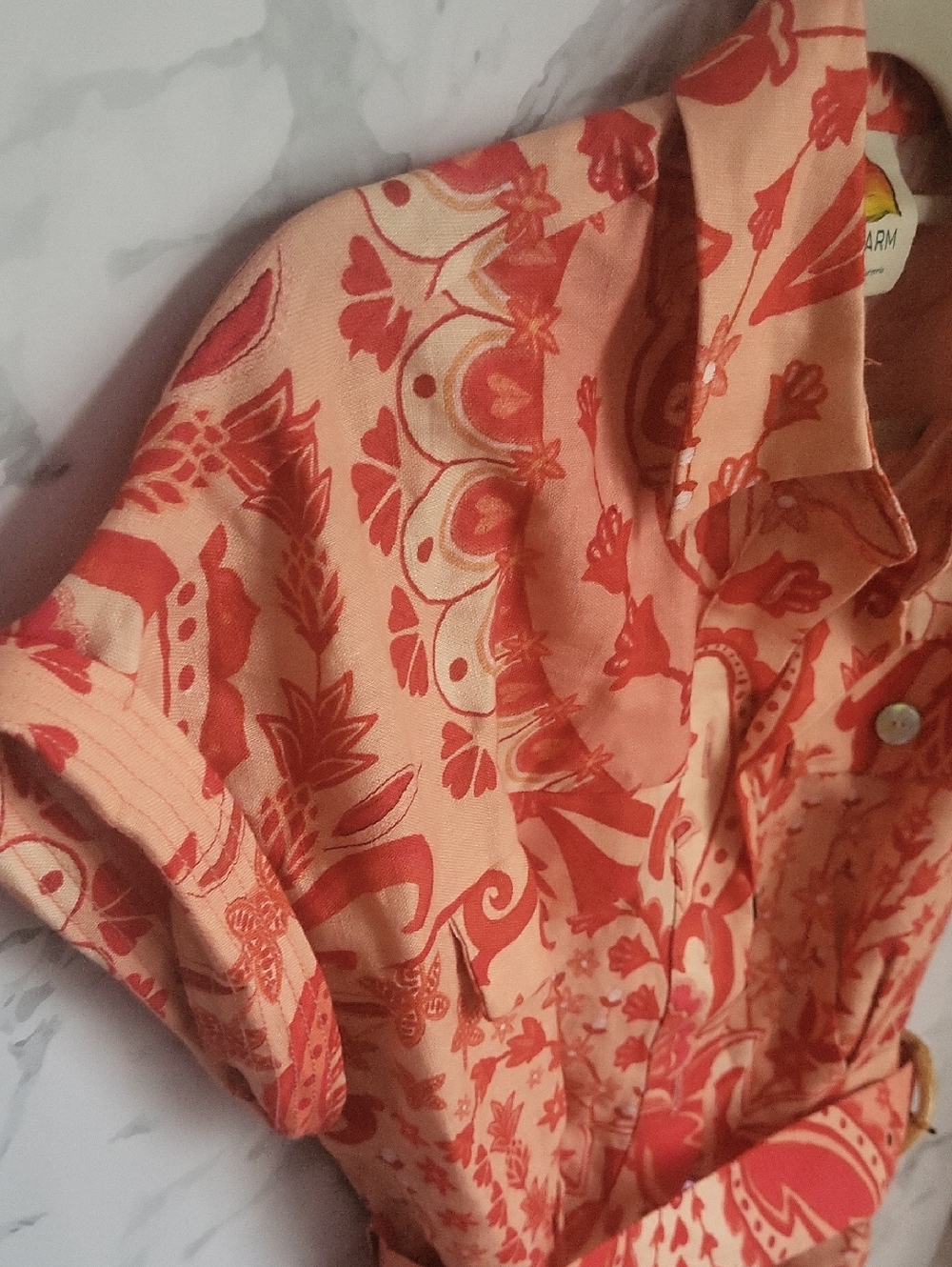 FARM Rio 100% Linen Jaipur Floral Paisley Romper - Picture 14 of 14